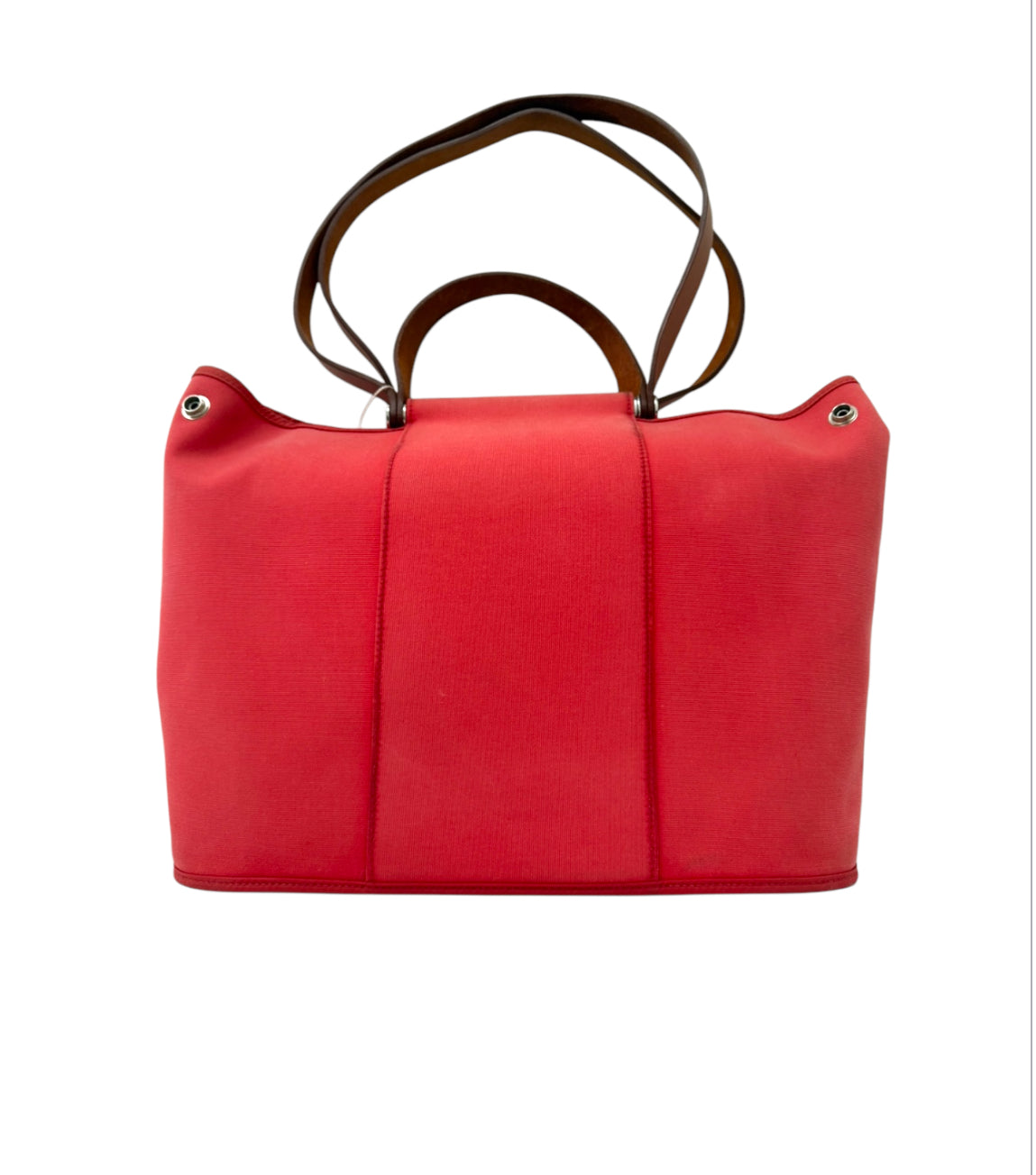 Hermes Pink Cabag Elan Toile and Leather Tote or Shoulder Bag