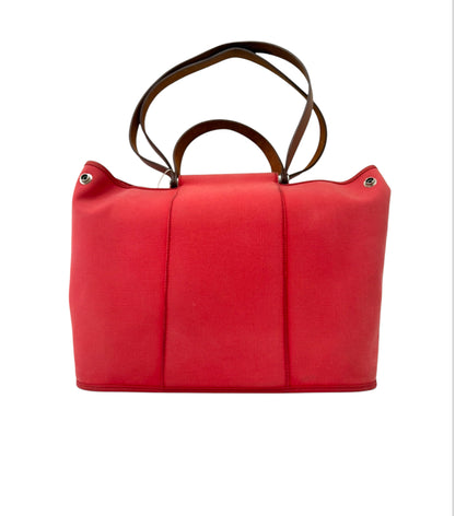 Hermes Pink Cabag Elan Toile and Leather Tote or Shoulder Bag