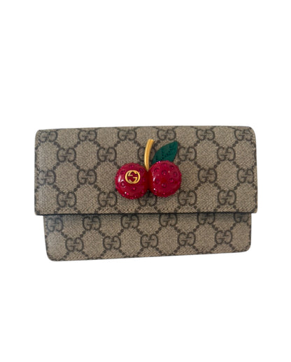 NEW Limited Edition Gucci Cherries Wallet on Chain GG Coated Canvas WOC