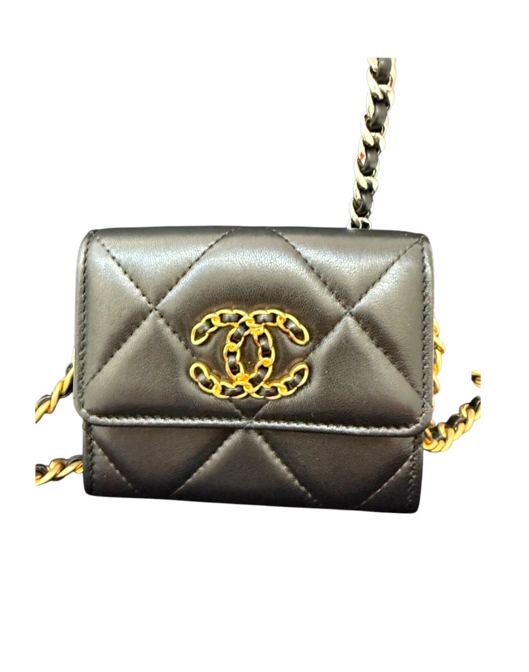 Chanel Black Quilted Mini Chanel 19 Flap Bag Gold/Silver Hardware