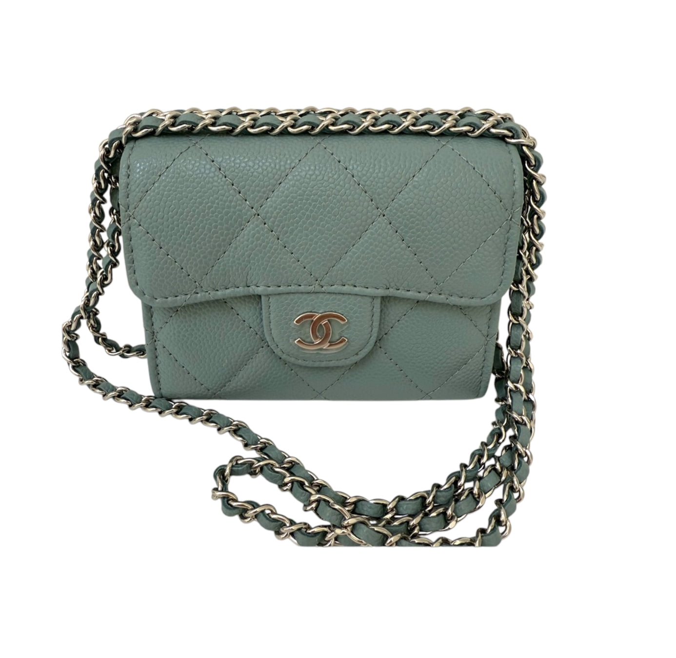 CHANEL Turquoise Lambskin Quilted Small Trendy CC Dual Handle Flap Bag