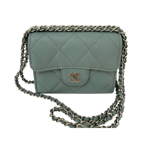CHANEL Turquoise Lambskin Quilted Small Trendy CC Dual Handle Flap Bag