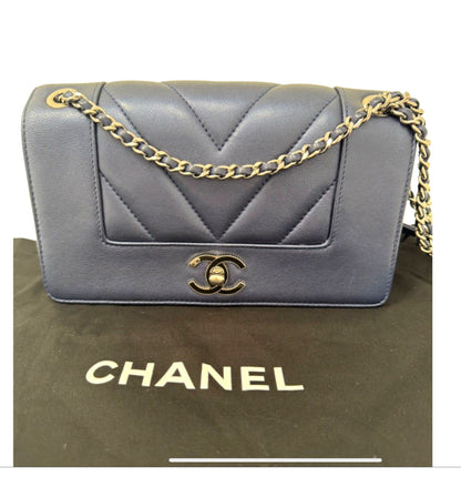 CHANEL Quilted Small Dark Navy Mademoiselle Double Flap Bag