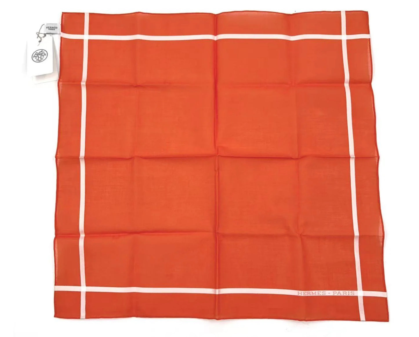NEW NWT Hermes H Mark Orange Cotton Handkerchief Scarf