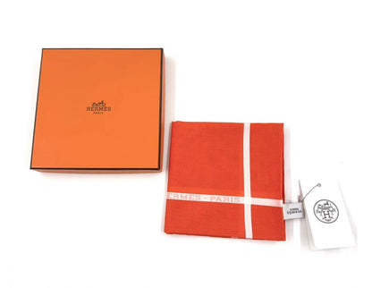 NEW NWT Hermes H Mark Orange Cotton Handkerchief Scarf