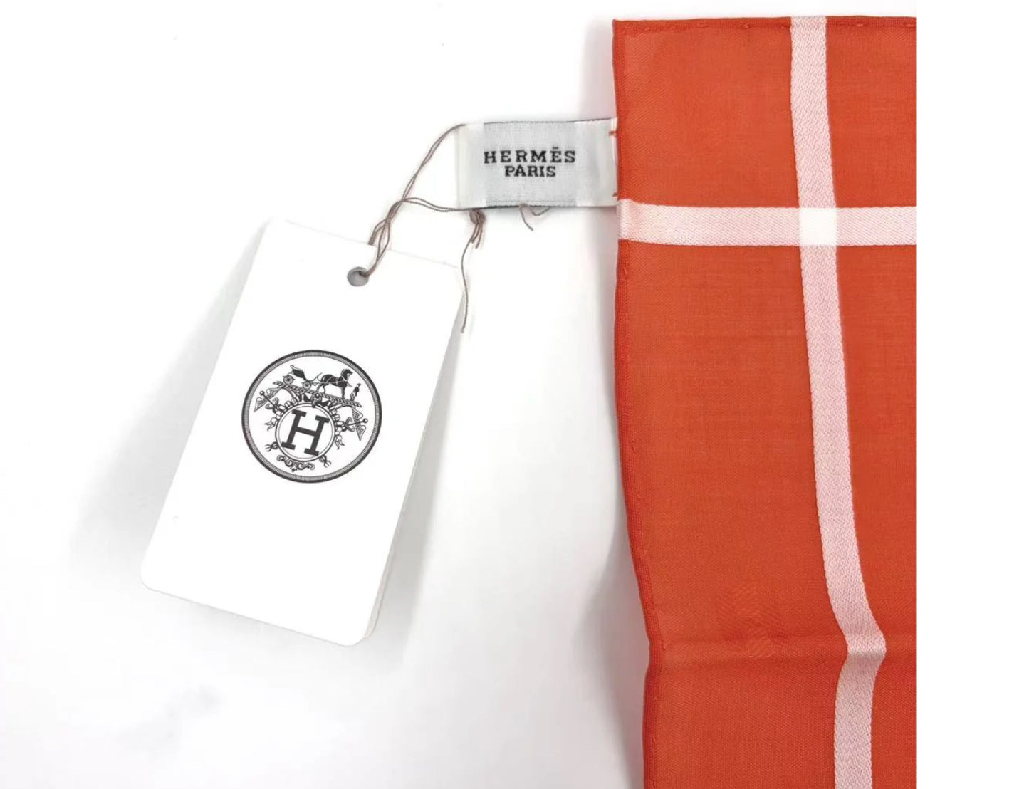 NEW NWT Hermes H Mark Orange Cotton Handkerchief Scarf