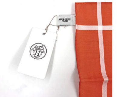 NEW NWT Hermes H Mark Orange Cotton Handkerchief Scarf