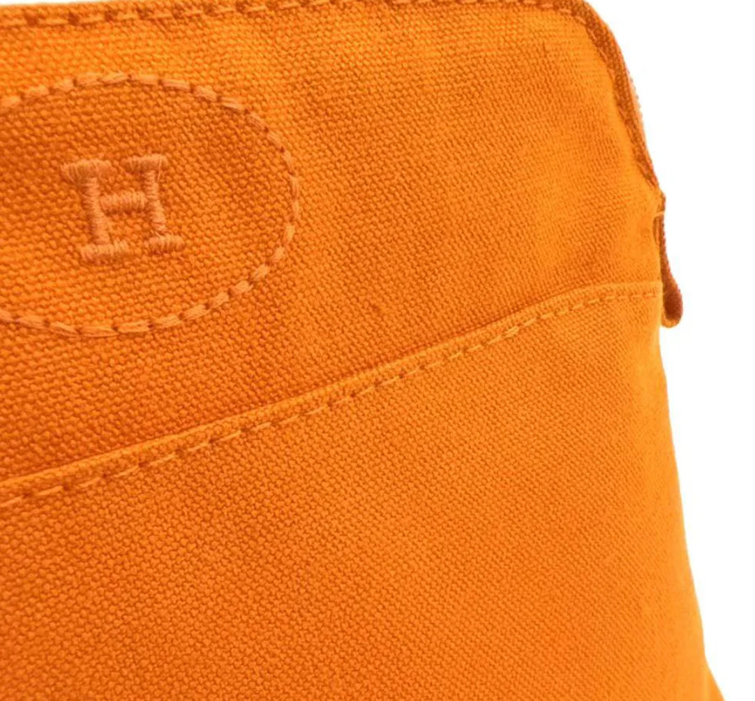 Hermès Bolide Orange Cotton Leather Pouch 20 with Silver Hardware