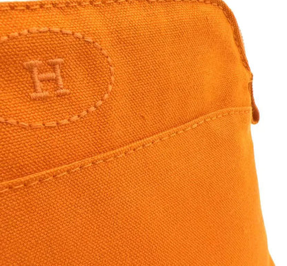Hermès Bolide Orange Cotton Leather Pouch 20 with Silver Hardware