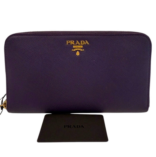 PRADA Long Zip Around Portafoglio Lampo Saffiano Leather Large Wallet