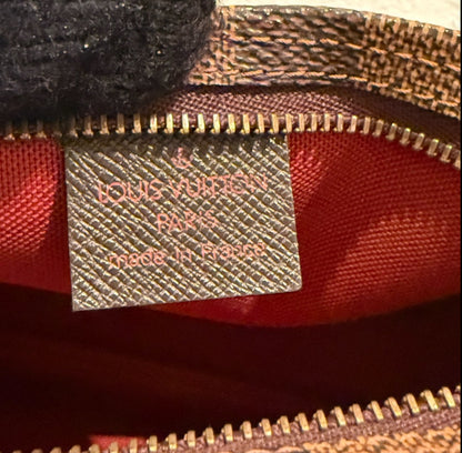 Authentic LOUIS VUITTON  Damier Ebene Brown Monogram Mini Pochette