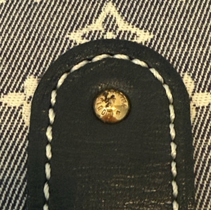 Authentic Louis Vuitton Blue Distressed Look Denim Monogram Leather Long Wallet