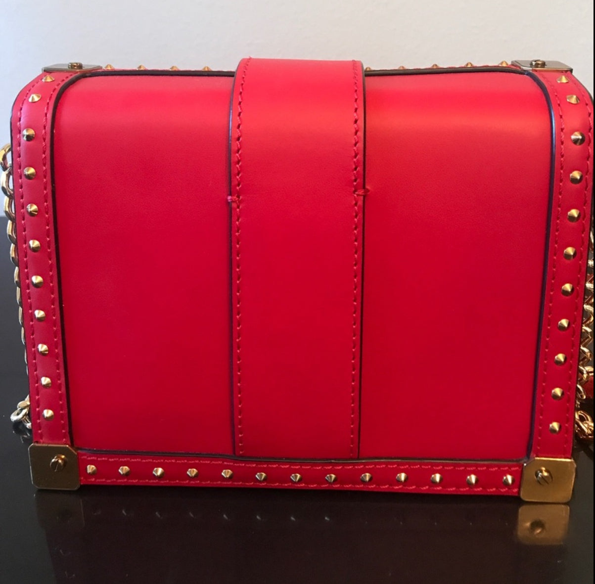 MCM Mitte Mini Brocade Crossbody Clutch Bag Red