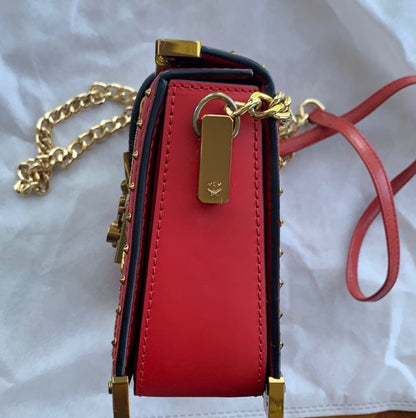 MCM Mitte Mini Brocade Crossbody Clutch Bag Red