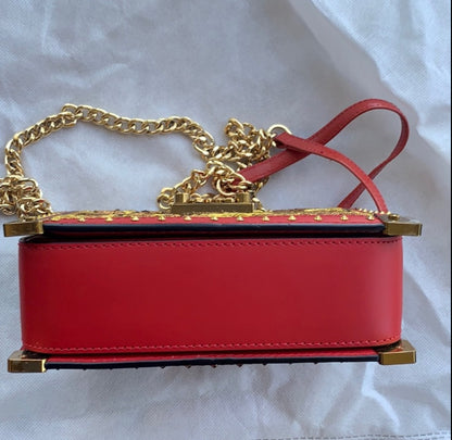 MCM Mitte Mini Brocade Crossbody Clutch Bag Red