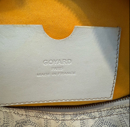Authentic Authentic Goyard White Leather Goyardine Croisière Boston Duffle Bag