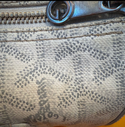 Authentic Authentic Goyard White Leather Goyardine Croisière Boston Duffle Bag