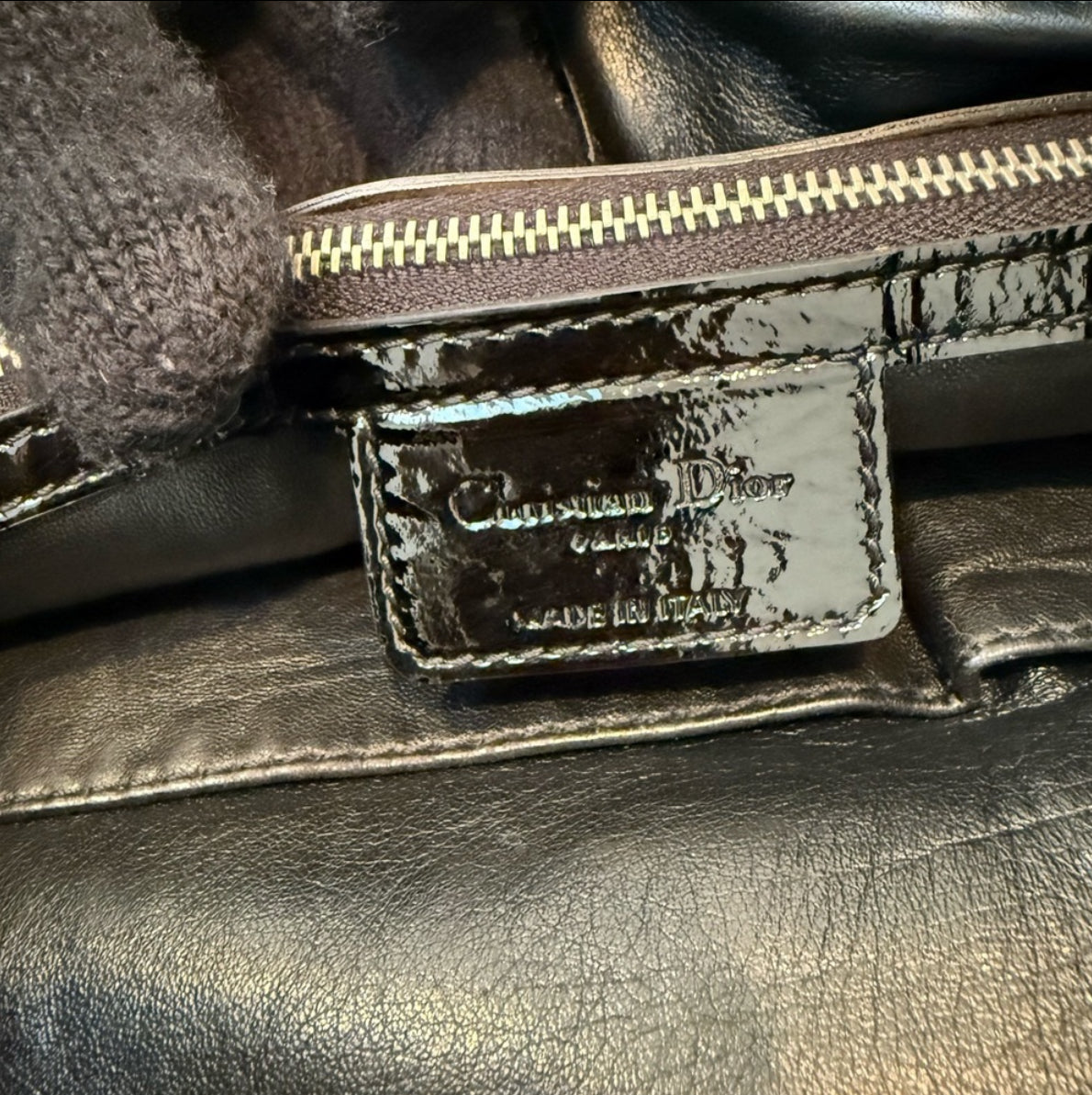 Authentic Christian Dior Patent Lady Dior Soft Black Cannage Shopping Tote Bag