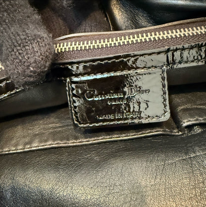 Authentic Christian Dior Patent Lady Dior Soft Black Cannage Shopping Tote Bag