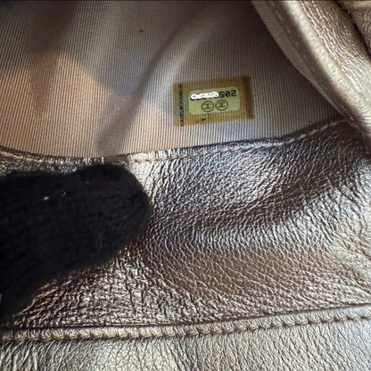 Authentic Chanel CC Quilted Champagne Bifold Perforated Leather Long Flap Wallet