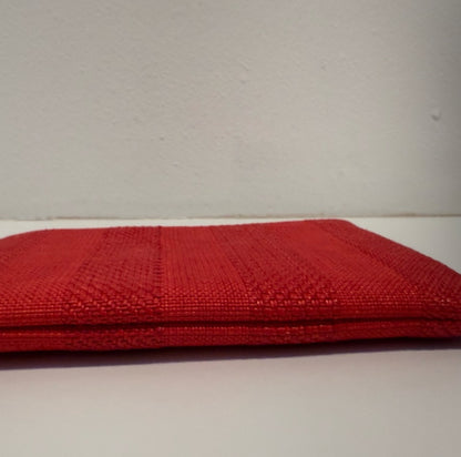 CHANEL Red Woven Deauville Pouch Bag