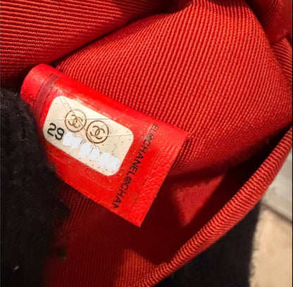 CHANEL Red Woven Deauville Pouch Bag