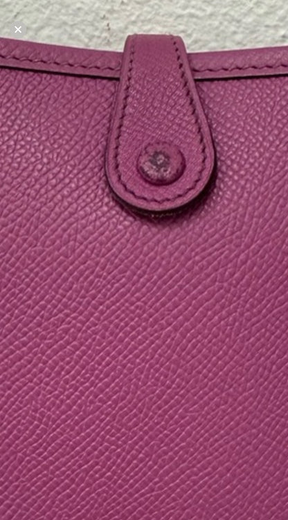 Hermes Purple Evelyn TPM Mini Shoulder Handbag with ALL Epsom Leather STRAP!