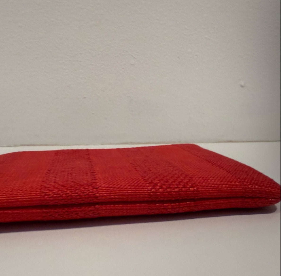 CHANEL Red Woven Deauville Pouch Bag