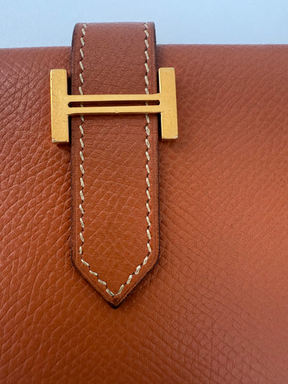 Hermes Bearn Souffle Wallet Gold Epsom Leather & Gold Hardware