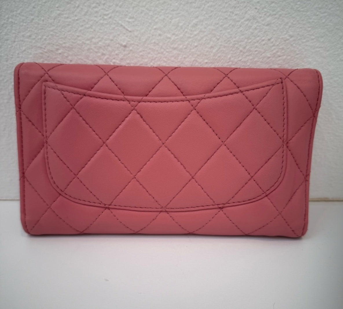 Authentic Chanel CC Quilted Pink BIFOLD Leather Long Flap Wallet
