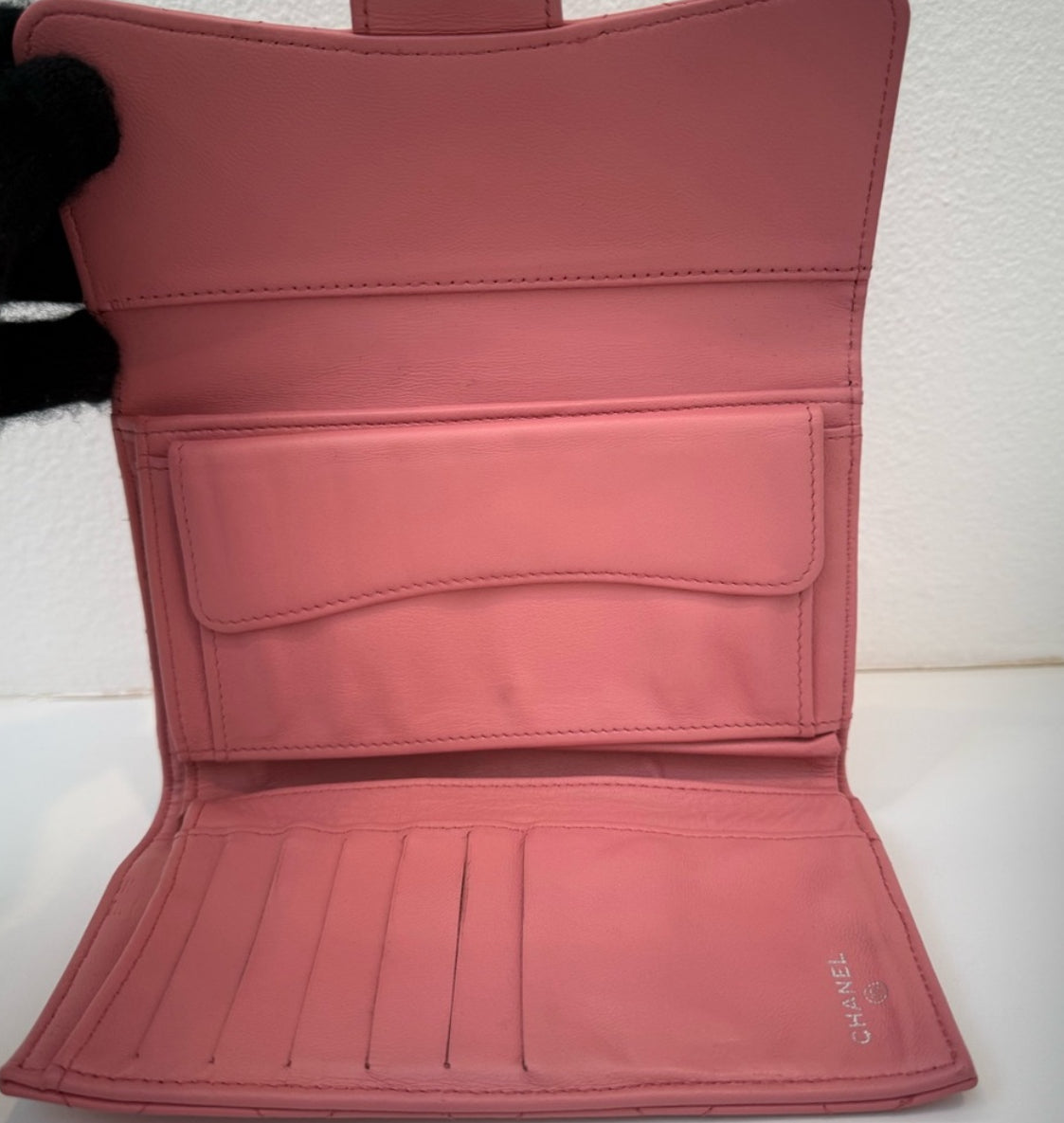 Authentic Chanel CC Quilted Pink BIFOLD Leather Long Flap Wallet