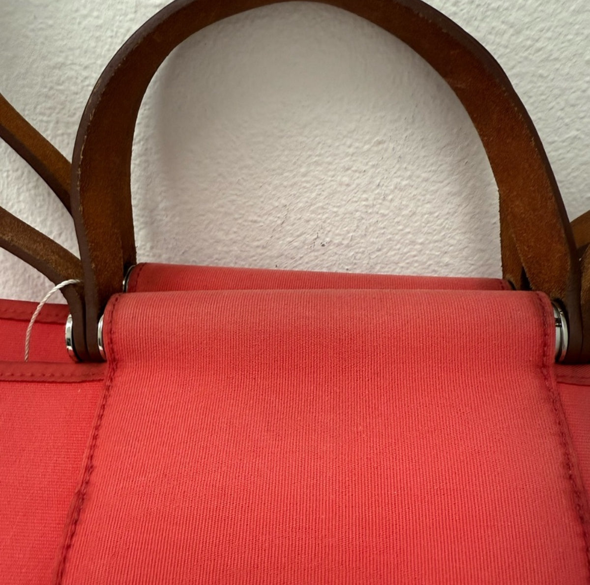 Hermes Pink Cabag Elan Toile and Leather Tote or Shoulder Bag