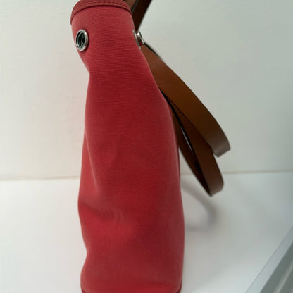 Hermes Pink Cabag Elan Toile and Leather Tote or Shoulder Bag