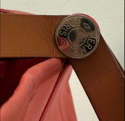 Hermes Pink Cabag Elan Toile and Leather Tote or Shoulder Bag