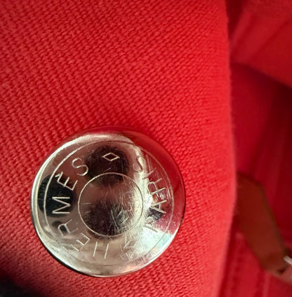 Hermes Pink Cabag Elan Toile and Leather Tote or Shoulder Bag