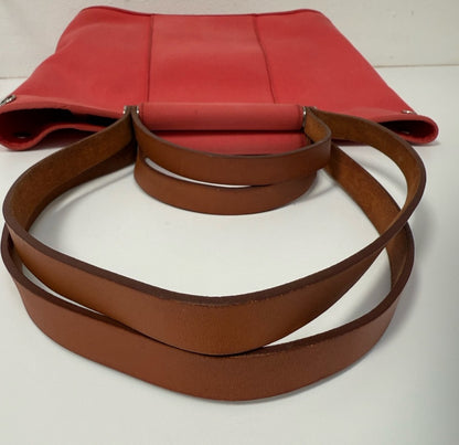 Hermes Pink Cabag Elan Toile and Leather Tote or Shoulder Bag