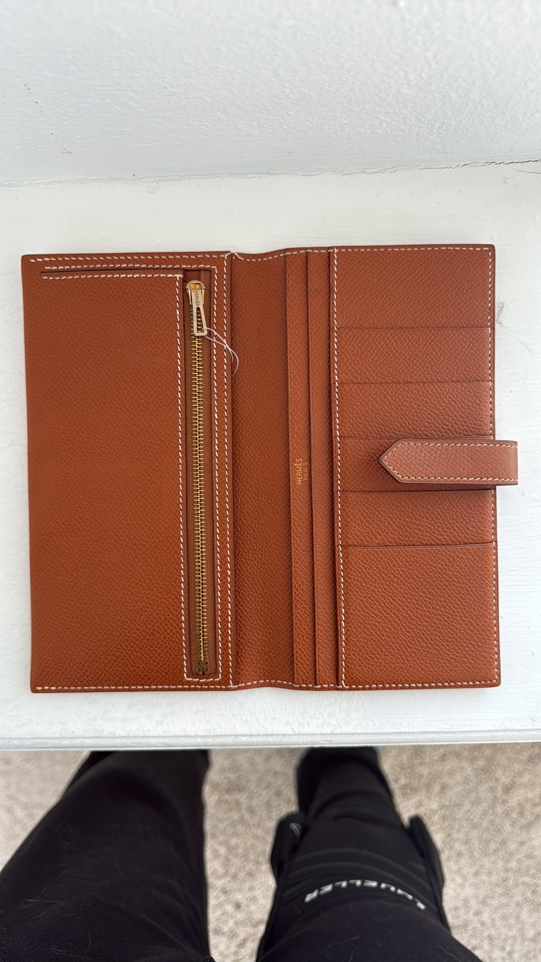 Hermes Bearn Souffle Wallet Gold Epsom Leather & Gold Hardware