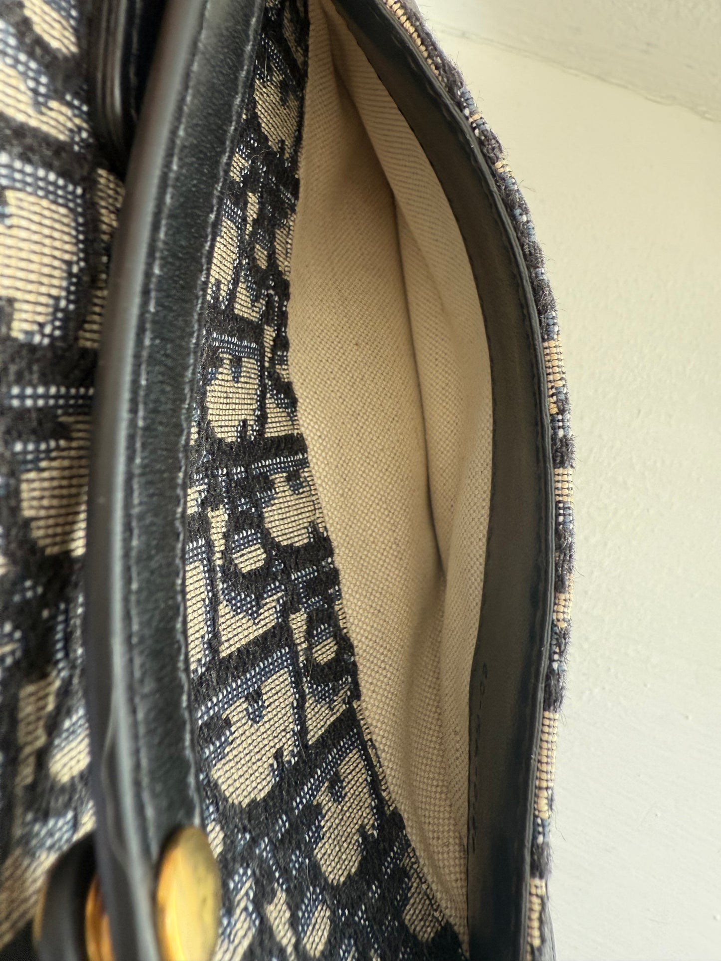 CHRISTIAN DIOR Oblique Blue Monogram Saddle Shoulder Crossbody Bag