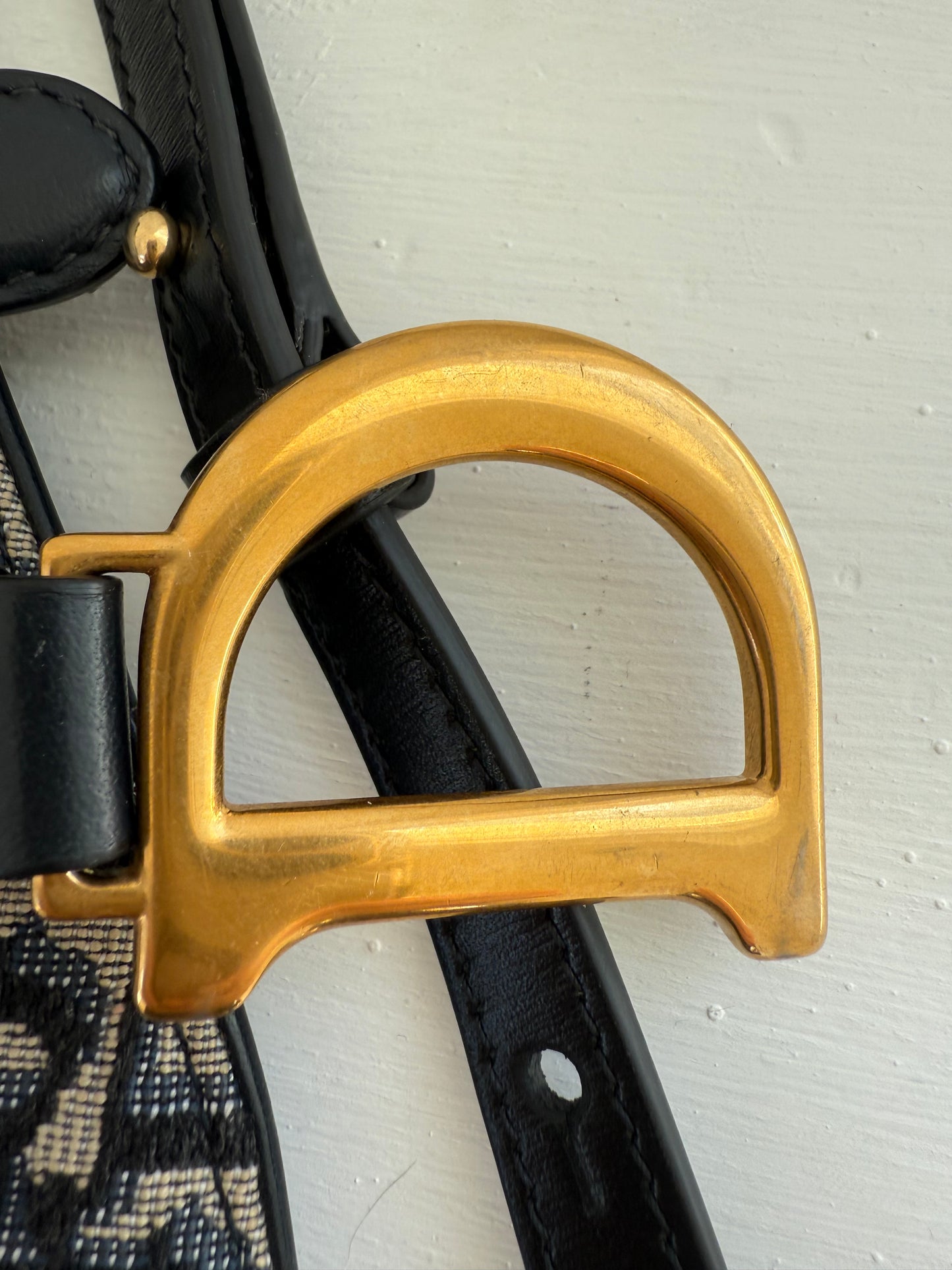 CHRISTIAN DIOR Oblique Blue Monogram Saddle Shoulder Crossbody Bag