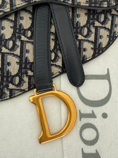 CHRISTIAN DIOR Oblique Blue Monogram Saddle Shoulder Crossbody Bag