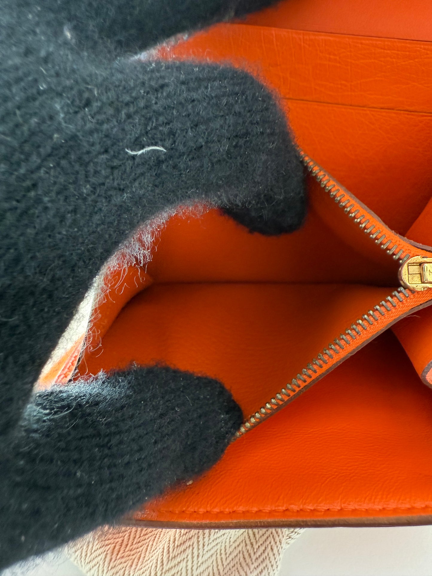 NEW RARE HERMES Constance Short Wallet Clutch in Orange Ostrich with Palladium HW& Leather Strap