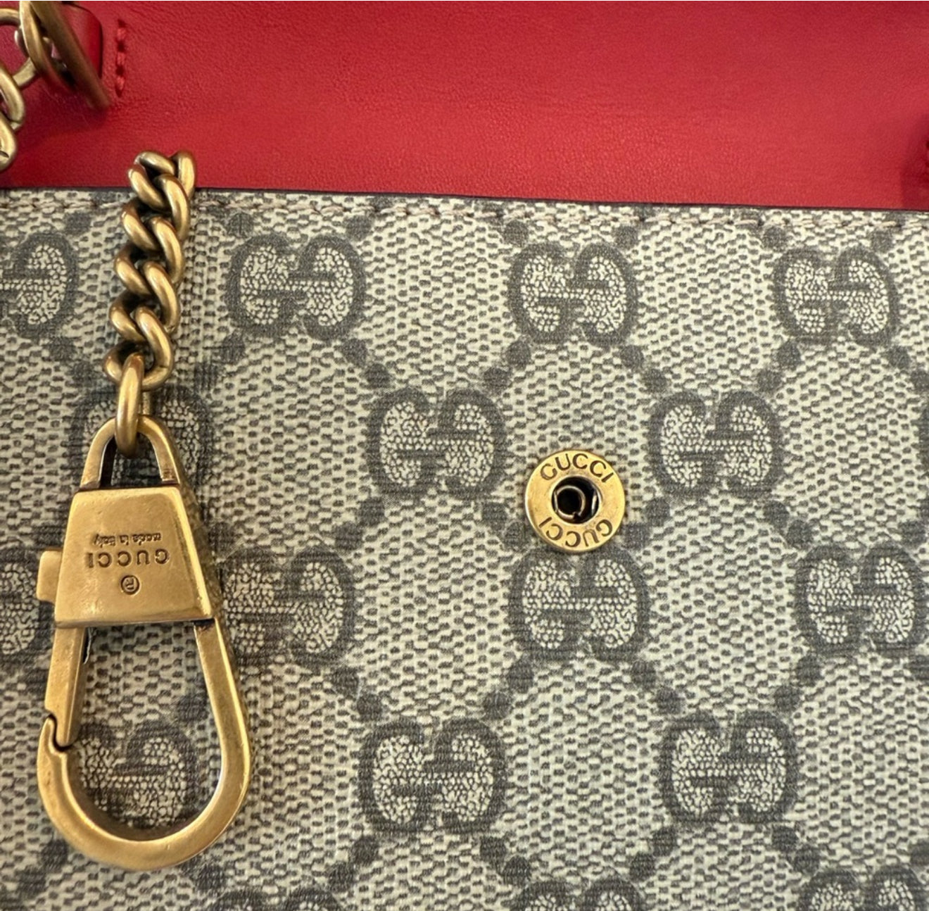 NEW Limited Edition Gucci Cherries Wallet on Chain GG Coated Canvas WOC