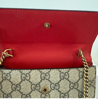 NEW Limited Edition Gucci Cherries Wallet on Chain GG Coated Canvas WOC