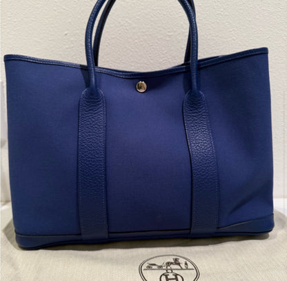 Hermes Blue Garden Party 36 Tote Bag