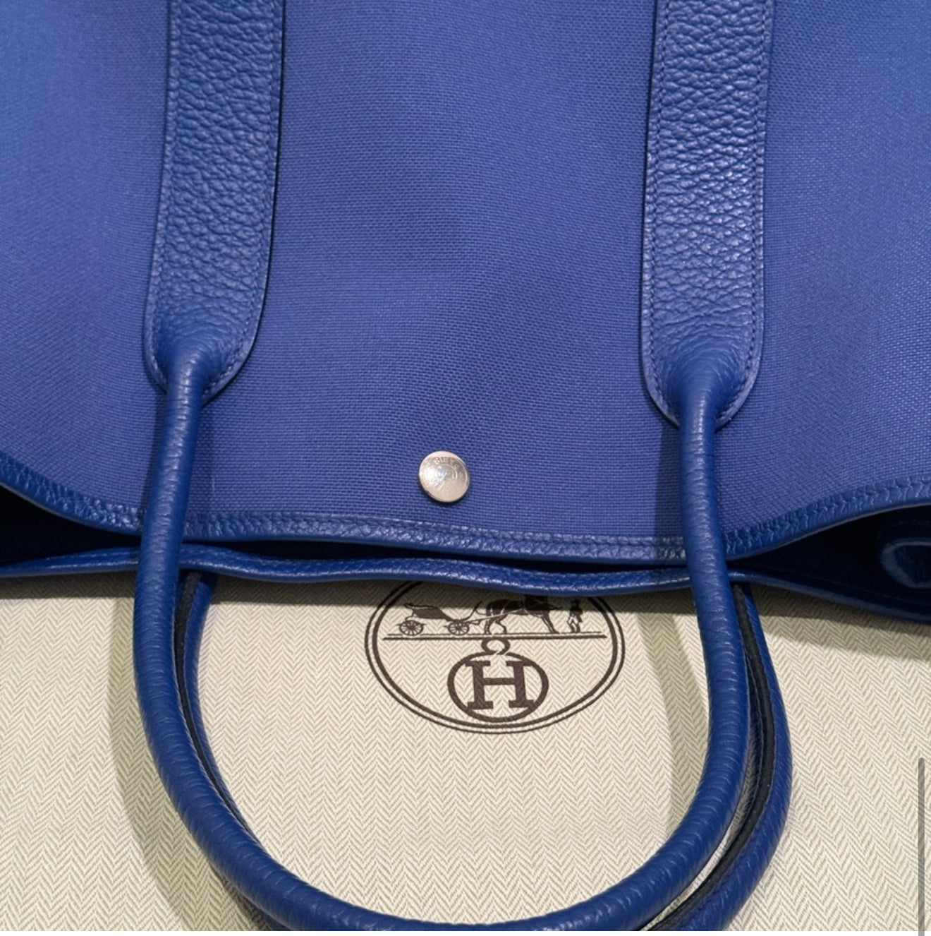 Hermes Blue Garden Party 36 Tote Bag