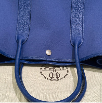 Hermes Blue Garden Party 36 Tote Bag