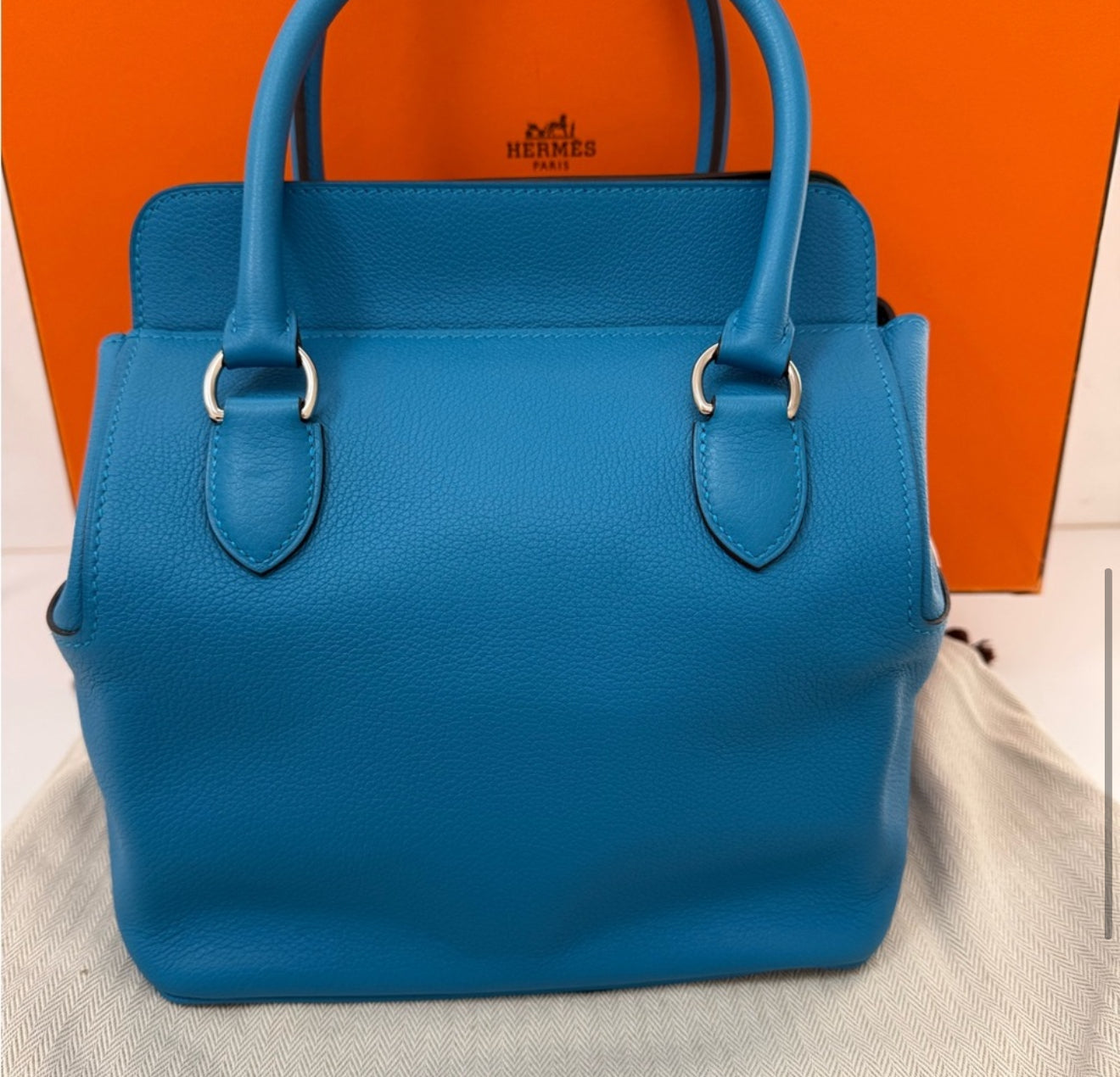 Hermes Bleu Toolbox 20 cm in Swift Leather with Palladium Hardware