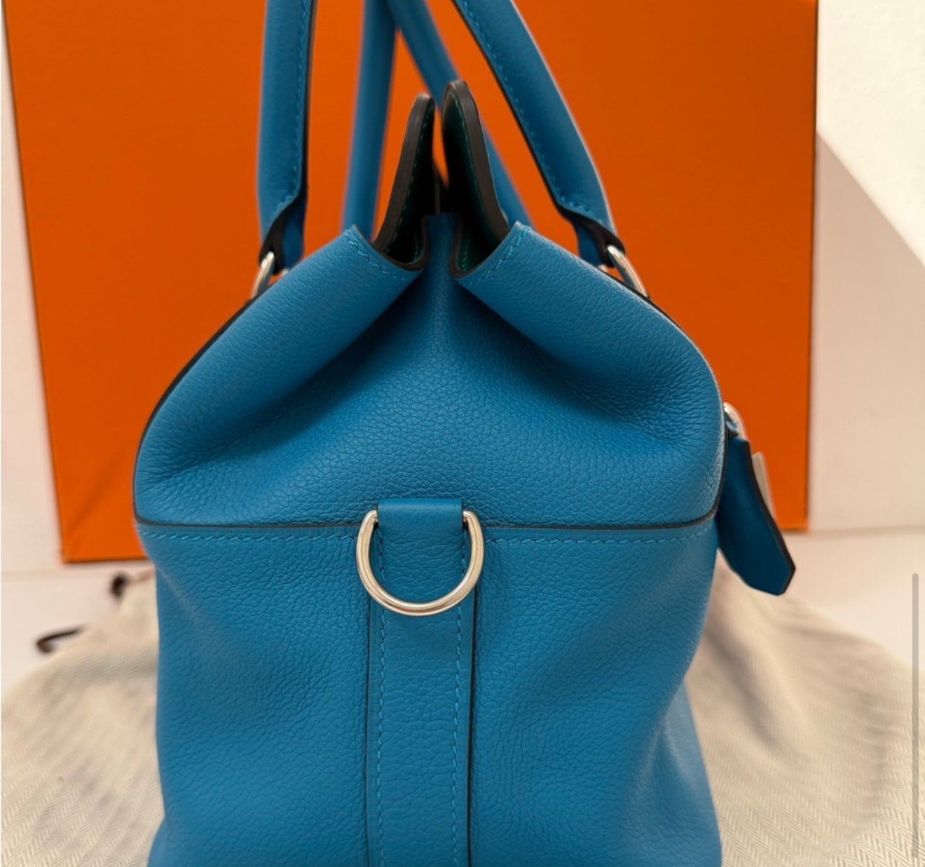 Hermes Bleu Toolbox 20 cm in Swift Leather with Palladium Hardware