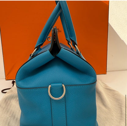 Hermes Bleu Toolbox 20 cm in Swift Leather with Palladium Hardware