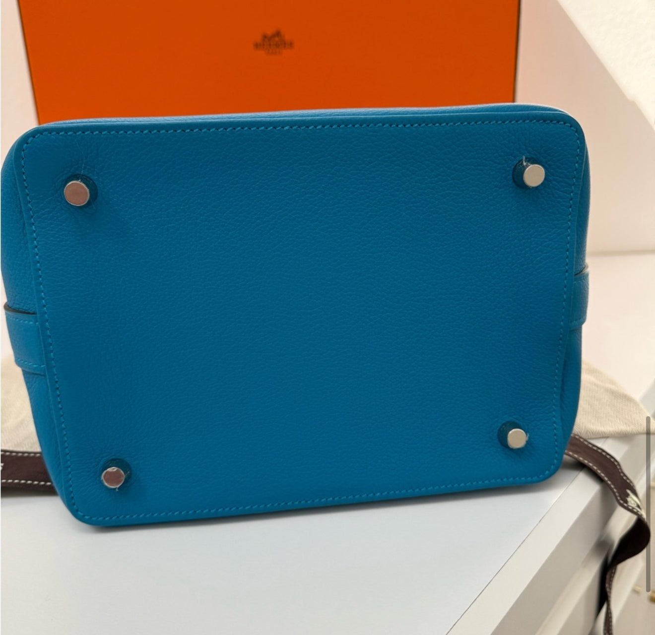 Hermes Bleu Toolbox 20 cm in Swift Leather with Palladium Hardware